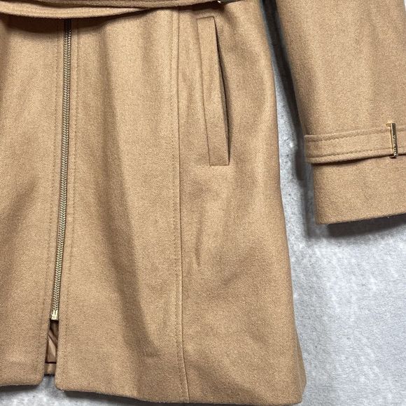 Michael Kors Coat Size 6 Camel Brown Wool Blended Zipper Belted Jacket - Picture 6 of 15